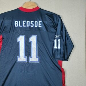 Vintage Drew Bledsoe Buffalo Bills Jersey Reebok Mens 2XL Y2K NFL Throwback Navy